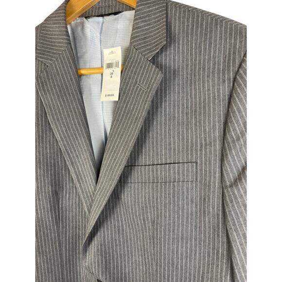 Banana Republic Gray Pinstripe Tailored Slim Fit Double Button Blazer Size 38 - Picture 3 of 10